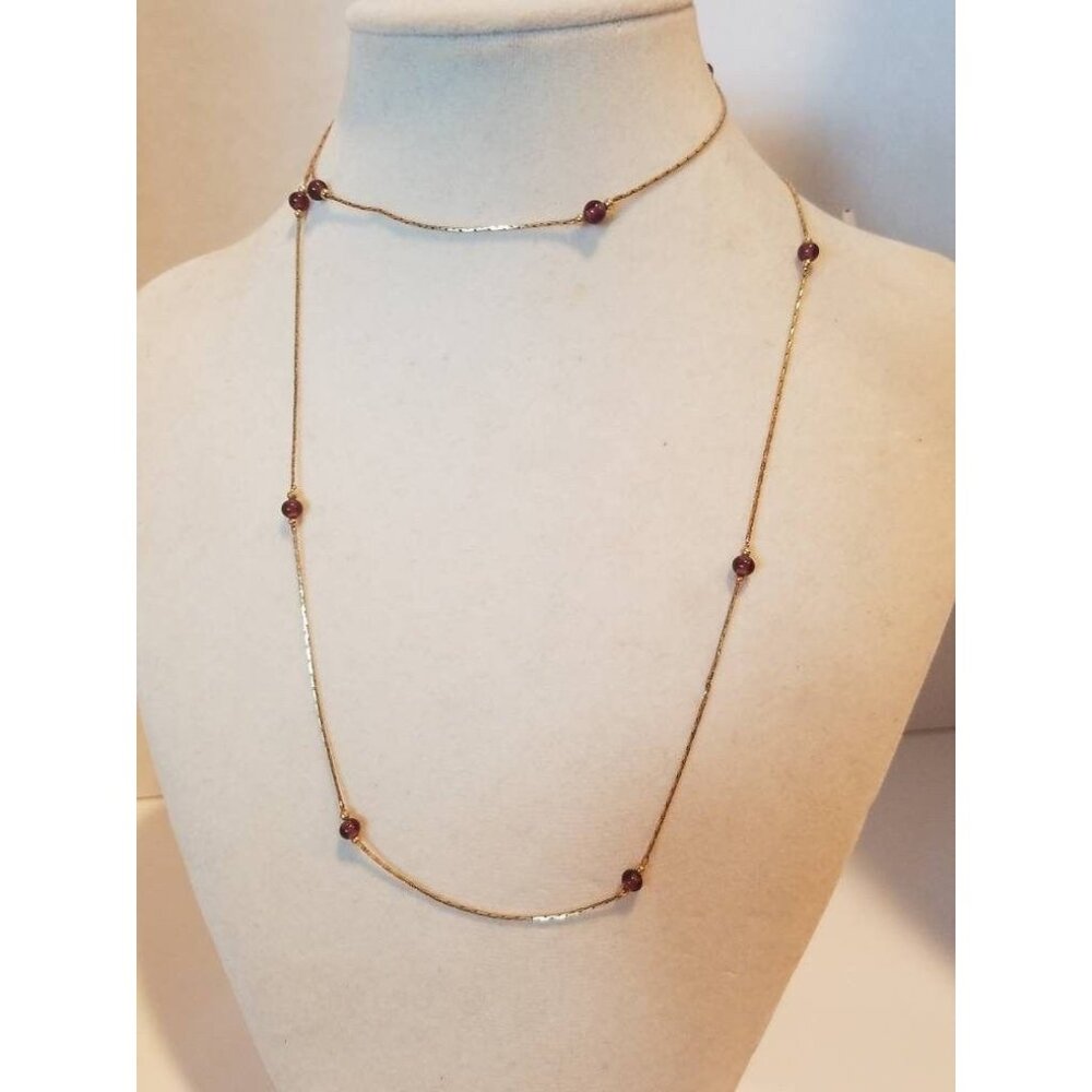 Vintage Monet gold tone‎ chain with purple beads necklace